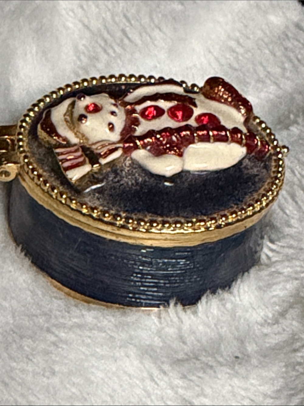 Vintage Snowman Holiday Trinket Box with Red Accents - Picture 5 of 6